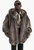 Emma Faux Fur Hooded Jacket - Brown Melange